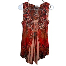 Cato Blouse Women's Small V-Neck Sleeveless Floral Y2k Colorful Printed Tank Top