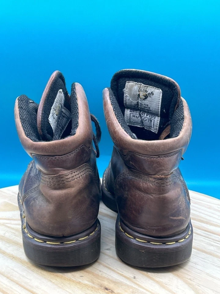 Bota de Combate Dr. Martens 7735 De Colección Para Hombre Talla 9 Cuero Marrón Con Cordones Puntera de Acero Foto 3 de 4