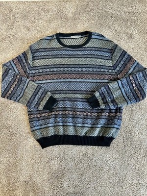 MFH Knits Sweater Mens Large 100% Alpaca Knit & Silk Pullover Retro Grandpa 90s