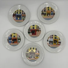 VTG Philippe Deshoulieres France Set of 6 CANAPE PLATES Merchant Row Storefronts