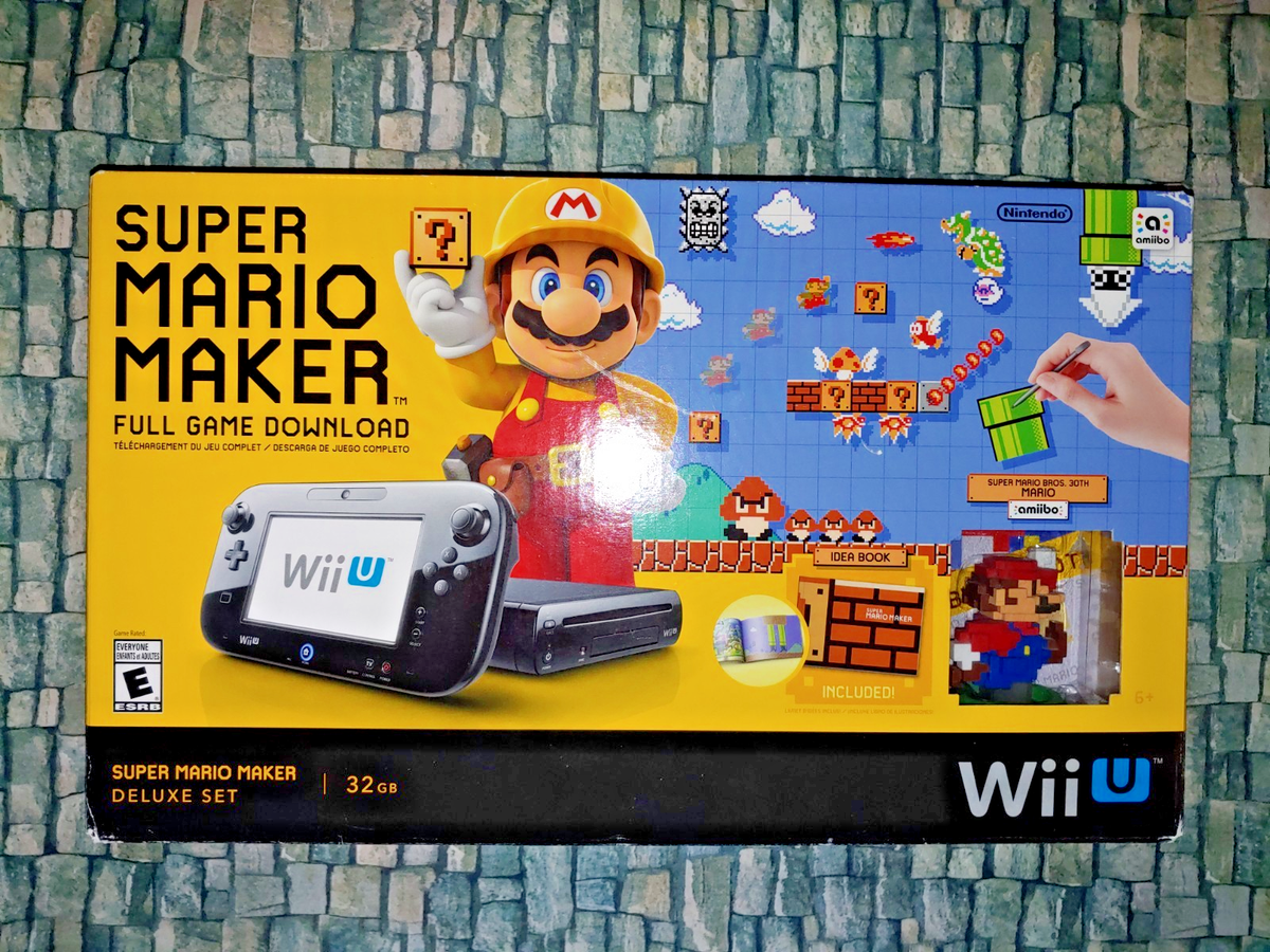Nintendo Switch Wii U Super Mario Maker Set 32GB Nintendo Wii U Super Mario Maker 32GB Black DELUXE SET In Box Good