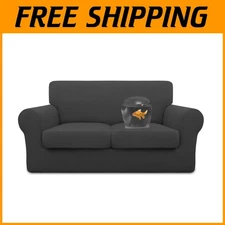 Elegant Dark Gray Loveseat Slipcover - Waterproof & Slip-on Couch Protector