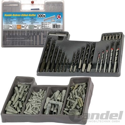 300tlg-SET HOLZ/METALL/STEIN-BOHRER 5/6/8/10mm WAND-DÜBEL BIT-SATZ Akkuschrauber