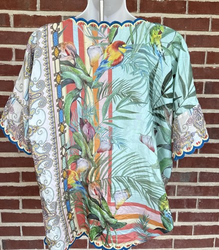 JOHNNY WAS Top Silk Floral Paisley Blouse Shirt Boho Chic Art to Wear SZ S - Picture 7 of 22