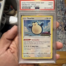 2020 Pokemon Vivid Voltage Prerelease Staff Promo Snorlax #SWSH068 Psa 9 on eBay