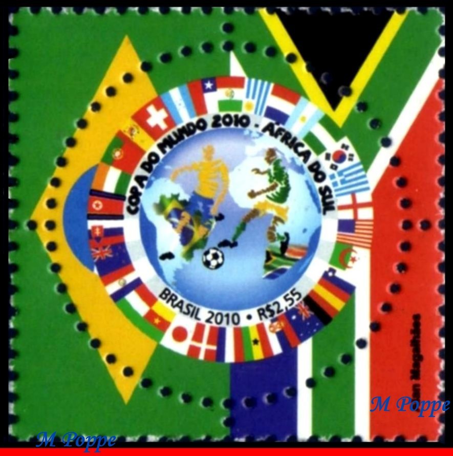 3129 BRAZIL 2010 WORLD CUP SOUTH AFRICA, FOOTBALL SOCCER, FIFA, MNH