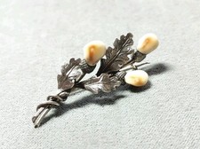 Trachtenschmuck - Brosche mit Grandeln 800 Silber Jagdschmuck Handgefertigt 1920