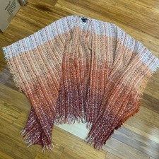 Steve Madden Ombre Fringe Kimono Wrap Poncho Cardigan Women One Size Soft Knit