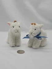 Pair Of 2 White Tiny Goat Stuffed Animals