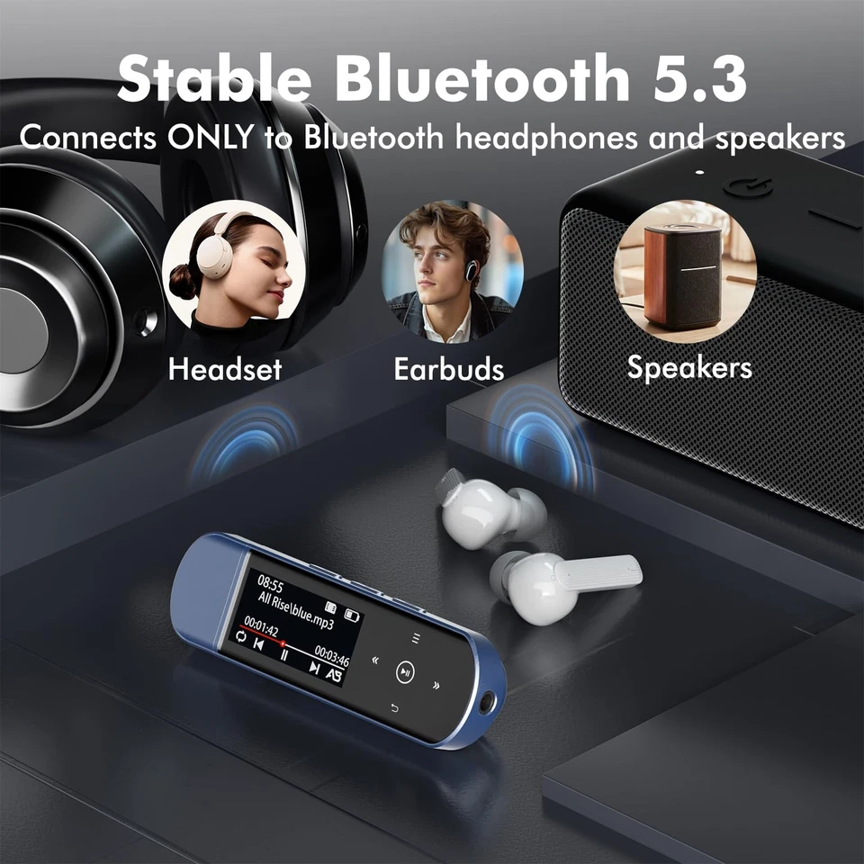 64GB USB MP3 Player with Bluetooth 5.3, Clip Jam Portable Music Player for Sp... - Image 2 of 4