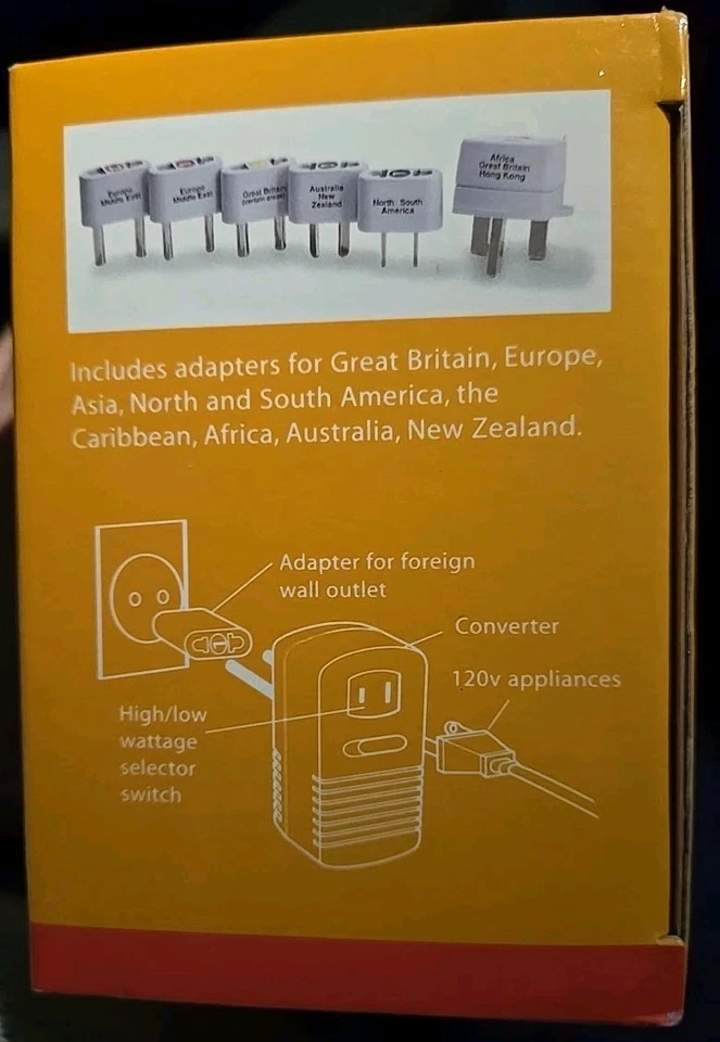 Brookstone Dual Wattage Converter Kit Travel Voltage Adapter Plugs 1800 Watt B14 - Image 3 of 4