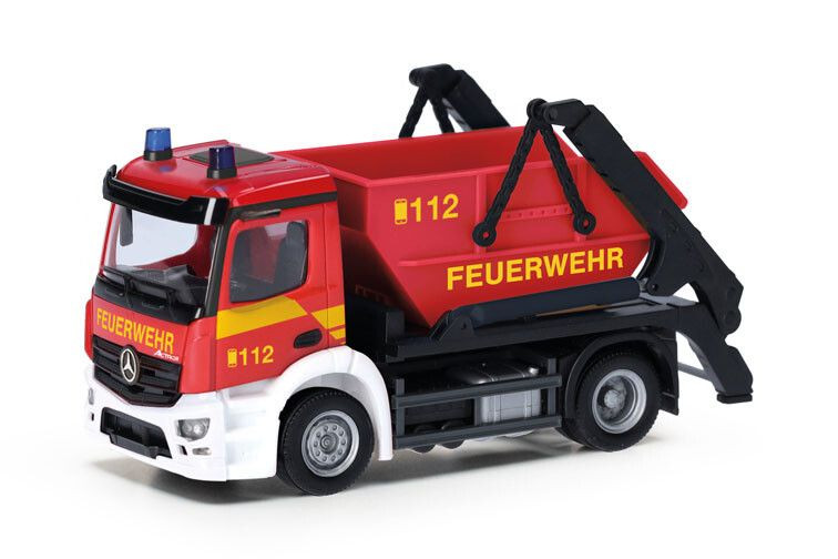 Camion de pompiers Herpa Mercedes Benz Actros S miniature 1/87 avec benne