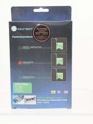 IOCrest 2 Port SATA III PCI-e 2.0 x1 Card - SY-PEX40039 BRAND NEW IN BOX