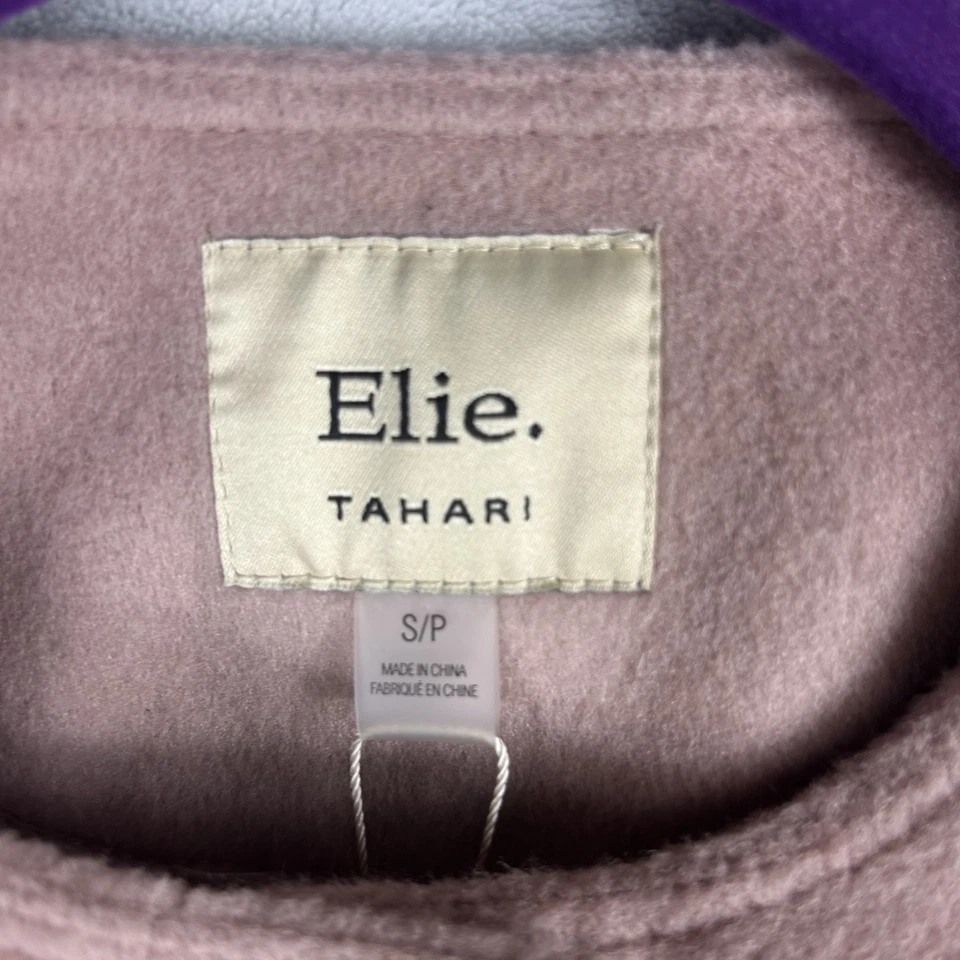 NUEVO CON ETIQUETAS Chaqueta Elie Tahari S Terciopelo Rubor Rosa Forrado Bolsillos Boho Suave Lujo Foto 4 de 4