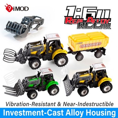 RC Mini Farm Tractor Car 1:64 Car 2.4G Remote Controler Lights Trailer Kids Toys