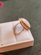 Bague Cocktail Femme Or Jaune 18K Corail Rose Vintage Années 50 - Taille ITA 17.5 / US 8.3, Occasion