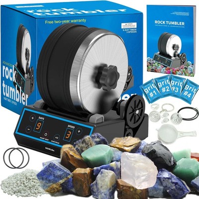 3.6LB Professional Rock Tumbler Kit, 3 Speed Settings & Digital 9-Day Timer Roun