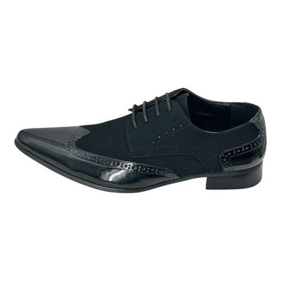 Mister Carlo Salvatore Herren Spitz Semi-Brogue Funky Kunstleder Schuhe
