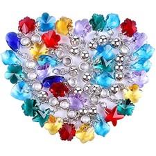 60 Pieces Assorted European Beads with Plating Silver Metal Alloy Rhin