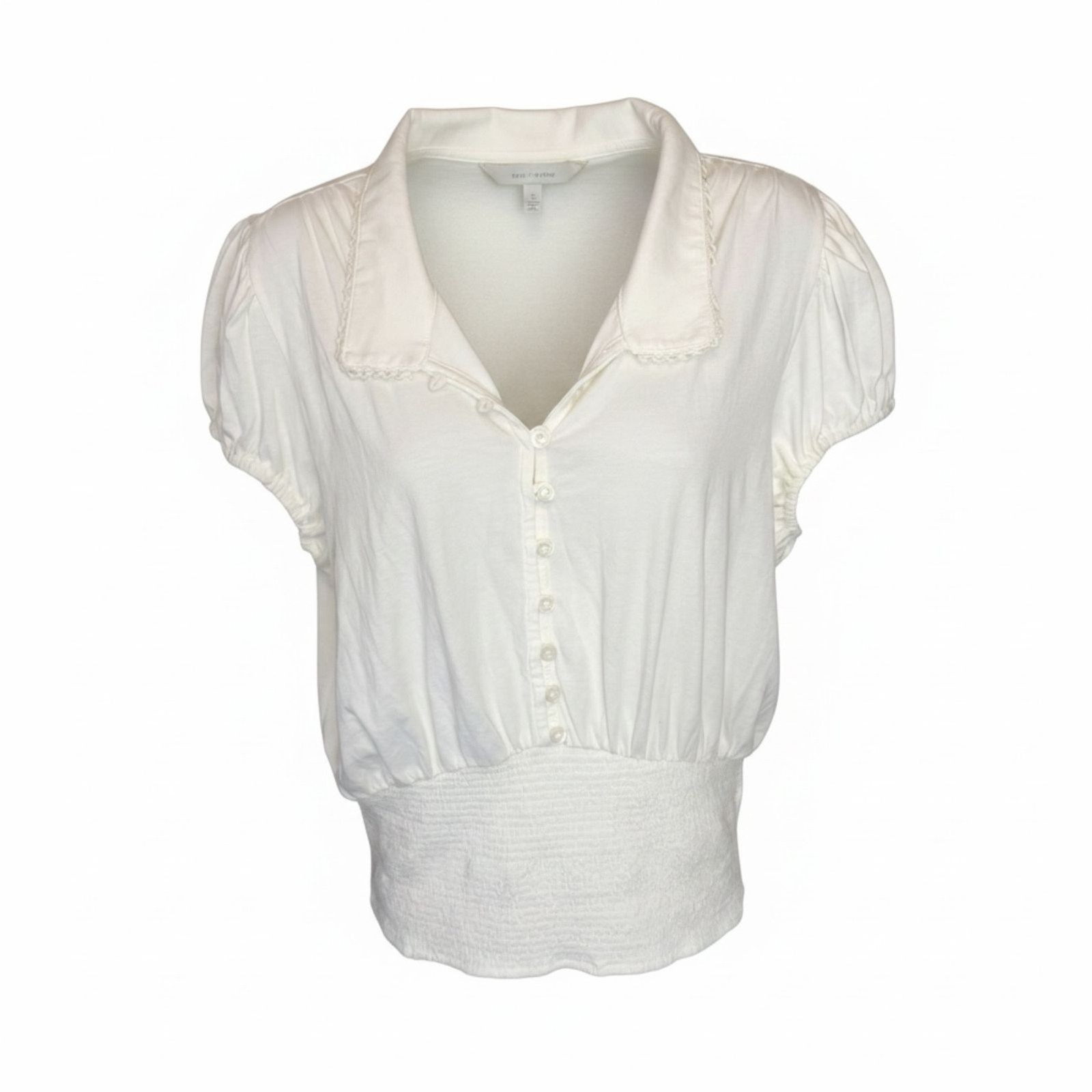 Maeve Anthropologie Ivory Button Front Blouse Top Size Large NWT