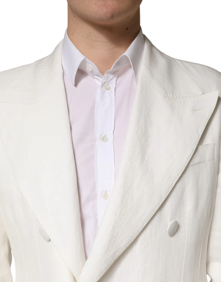 DOLCE & GABBANA Jacket White Double Breasted Men Trench Coat IT48/US38/M 2930usd - Image 4 of 4