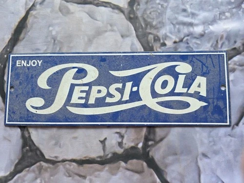 VINTAGE PEPSI-COLA PORCELAIN SIGN BEVERAGE SODA GAS STATION SIGN COKE 12"×4".