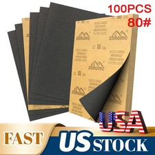 80 Grit Sandpaper 100 Pack Waterproof Abrasive Paper for Metal Wood and Plastic