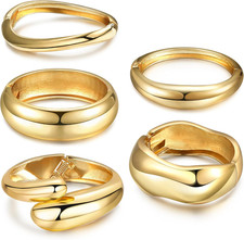 Gold Chunky Bracelets for Women Gold Bangles Thick Cuff Big Large Statement Set