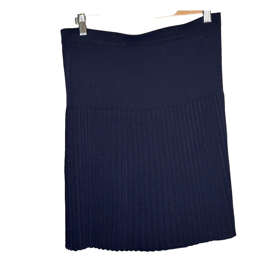 Exclusively Misook Women's Navy Blue Knit A-Line Pleated Skirt Size XL Foto 2 de 4