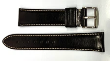 20mm Black Genuine Leather Watch Band - USA