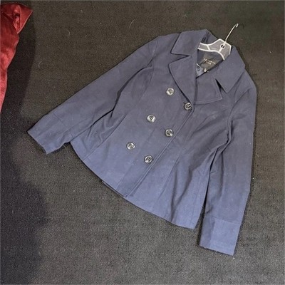 Celebrity Pink Pea Coat Button Navy Blue Women's L Short Long Sleeve Solid