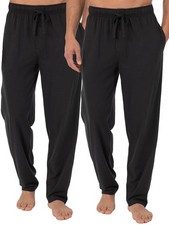 2 Pack Men's Lightweight 60 Cotton Jersey Knit Sleep Pant,6XL Big Black/Black