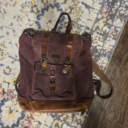 The British Belt Company Burgundy Backpack with Leather Strap