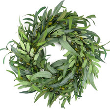 Olive Wreath for Front Door 22 Inch, Greenery All Season Wreath with Olive Leaf