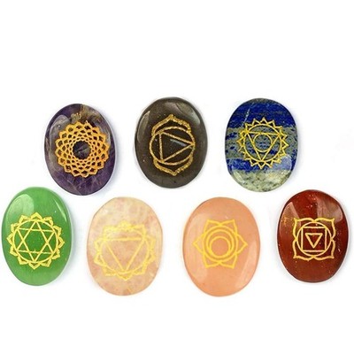 7 Chakra Symbol Gravur Set Heil Edelstein