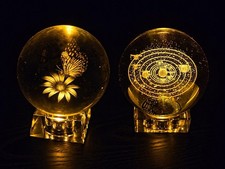 2 3D Solar System Crystal Ball w/ LED Light Base