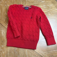 Polo Ralph Lauren Red Cable Knit Long Sleeve Sweater Kids Boy's Size 5