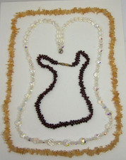 3 Lovely Glass Beaded Strand Necklaces