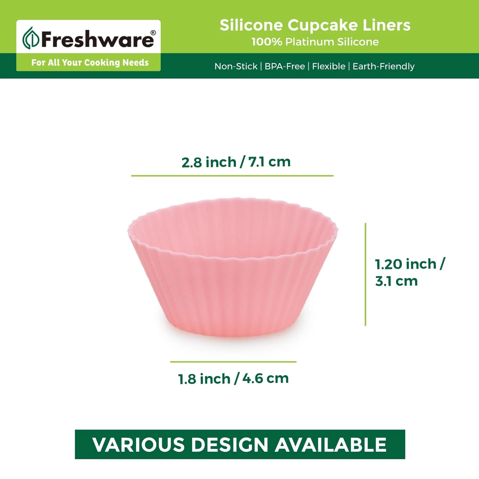 Freshware 12-Pack Silicone Standard Round Reusable Cupcake and Muffin Baking Cup - Thumbnail 5