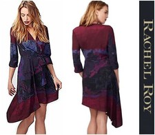 RACHEL ROY  CHIC  ASYMMETRICAL DRAPED FAUX WRAP  DRESS  Sz 4   NWT   $ 139