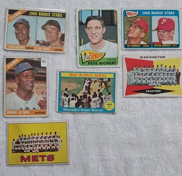 Lote de inicio de tarjetas de béisbol vintage 1961-1965 x7-1961 Topps #312, RC, Mets, Cubs Foto 4 de 4