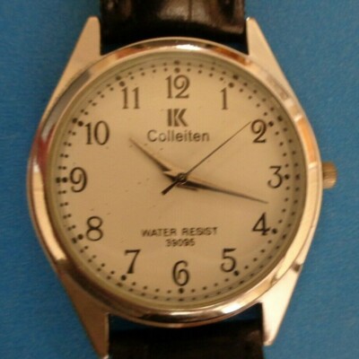 Mens K COLLEITEN Analog Watch White Face W/Black Numbers 2 Piece 