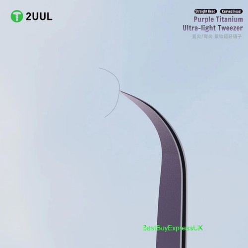2UUL Ti21 Straight Head Purple ESD Titanium Alloy Ultra Light Precision Tweezer - Picture 6 of 8