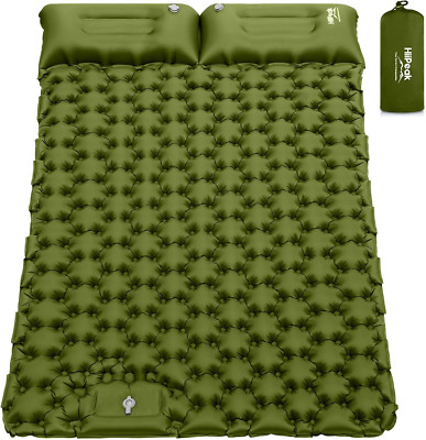 Self-Inflating Double Sleeping Pad - 4'' Thick for 2, Built-In Pillow & Pump