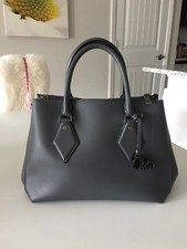DVF Diane Von Furstenberg ON THE GO CARRYALL GRAY LEATHER SATCHEL TOTE BAG