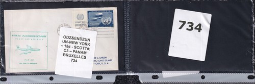 ODZ&ENDZUN UN-NEW YORK – 15¢ - SCOTT#: C3 – PANAM BRUXELLES 734 - Picture 4 of 4
