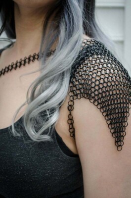 Medieval armor I shoulder chainmail I 10mm ring I standard size black