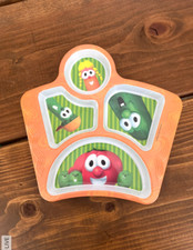 VINTAGE VeggieTales Divided Kid Dinner Plate - 2000 Y2K Bob  Larry Melamine 9  