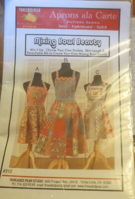 Uncut Cute -Threaded Pear Mixing Bowl Apron Sewing Pattern 312 Aprons Ala Carte