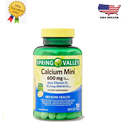 New Spring Valley Calcium Plus Vitamin D3, Dietary Supplement, 150 Mini Softgels